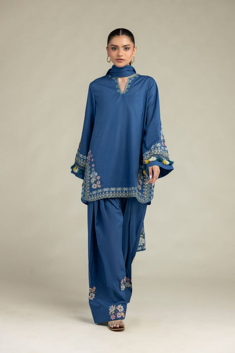 Floral Blue Dupatta