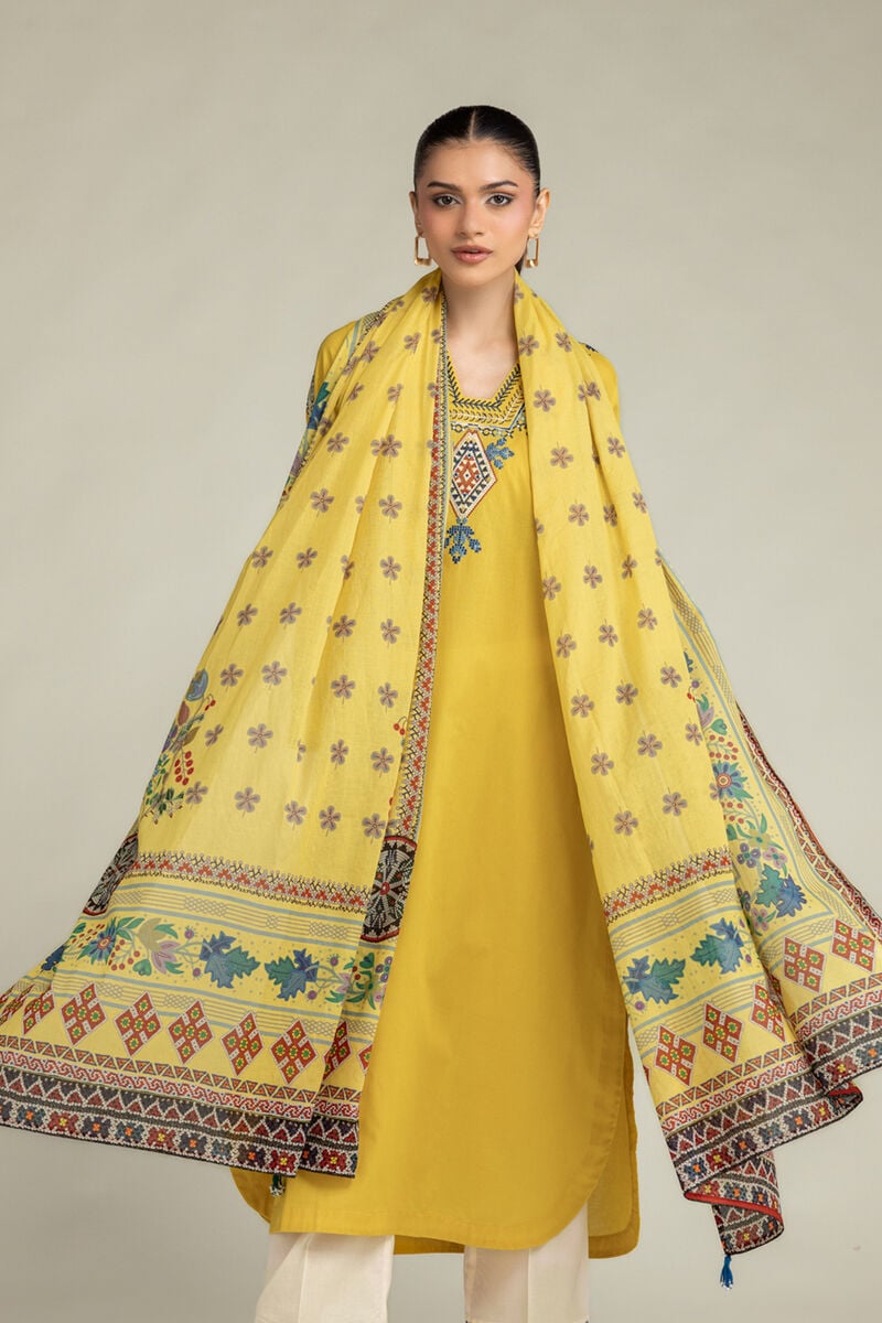 Yellow Lawn Dupatta Main image
