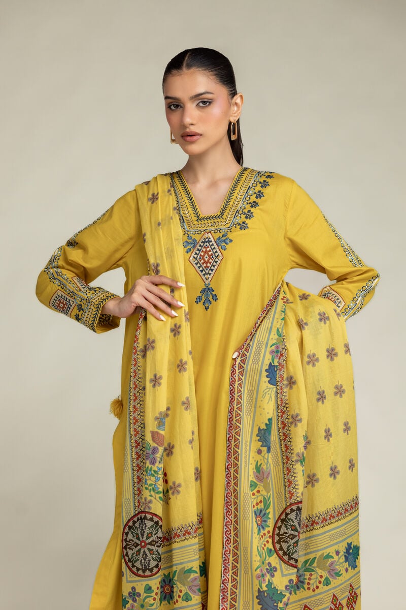 Yellow Lawn Dupatta Secondary image