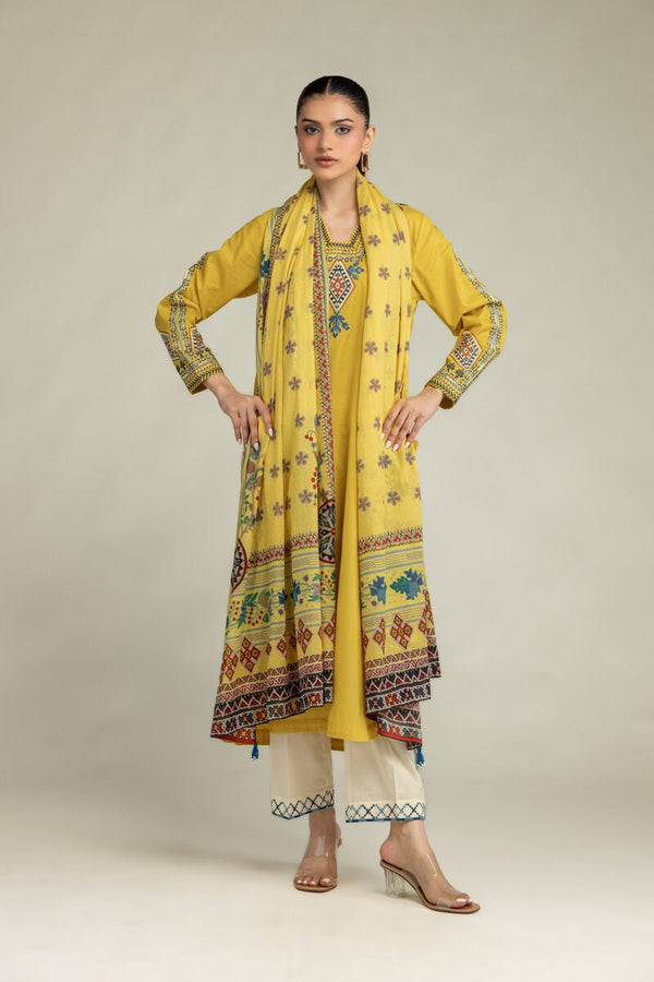 Yellow Lawn Dupatta