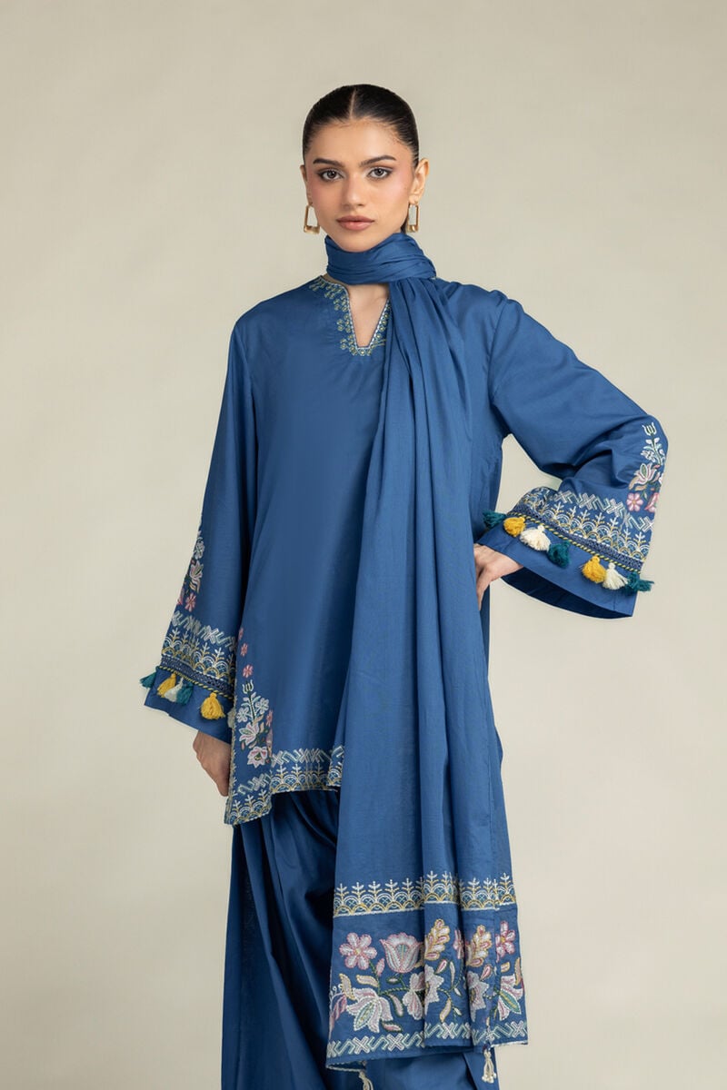 Floral Blue Dupatta Main image