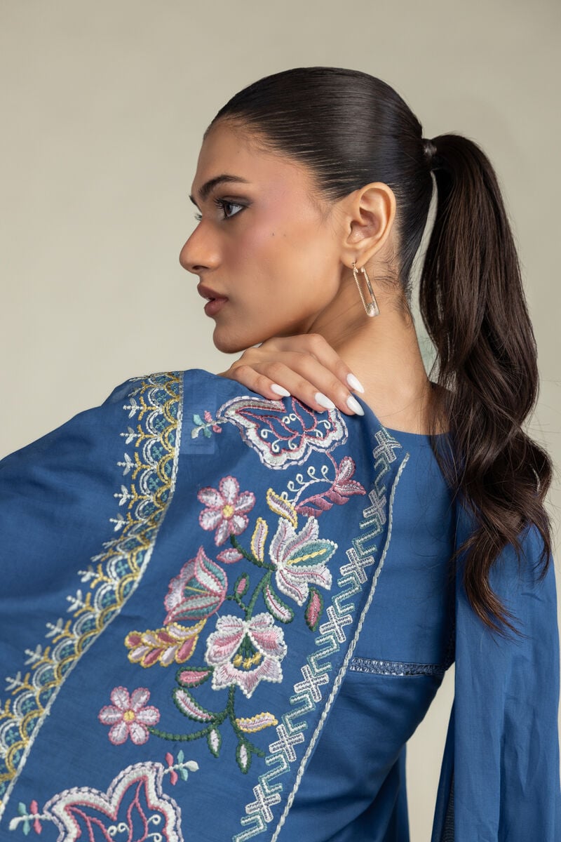 Floral Blue Dupatta Secondary image