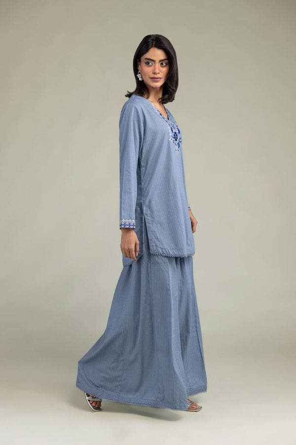 Blue V-Neck Kurta