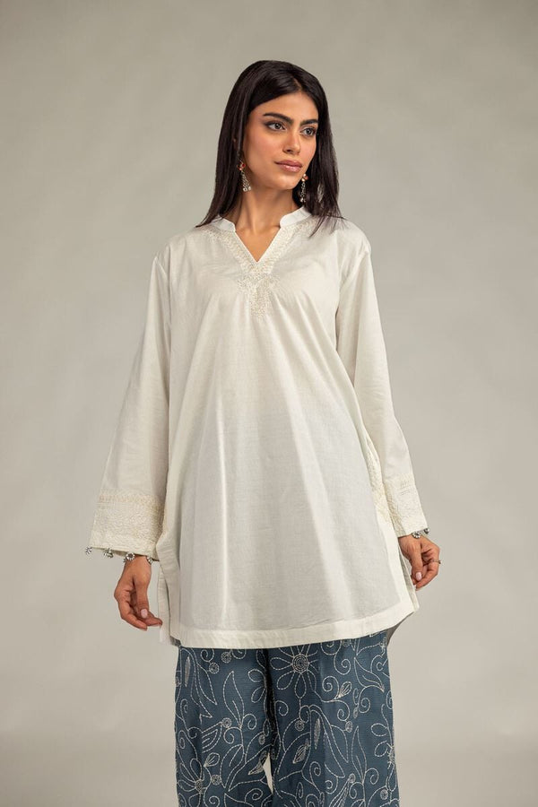 V-Neck Solid Kurta