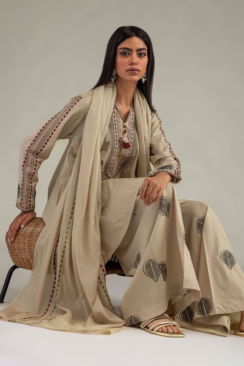 Beige Cotton Kurta Main image