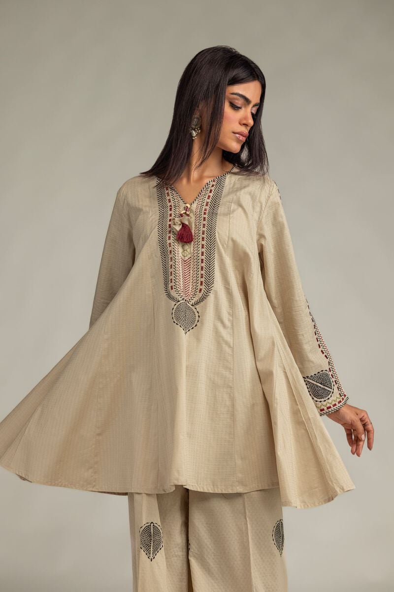 Beige Cotton Kurta Secondary image